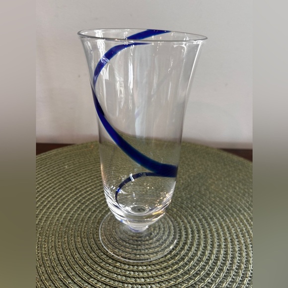 Pier 1 Swirline Cobalt Blue Iced Tea Water Glass 14 ounce in Pristine Condition - Picture 3 of 7